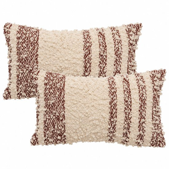 Bankkussens - Decoratieve Kussens - Sierkussens Set van 2 - Lusstructuur - Rits - Wasbaar - Binnengebruik - Voor Bank, Bed en Fauteuil - Woonkamerdecoratie - Slaapkamer - Polyester - 30 x 50 cm - Tonkabruin