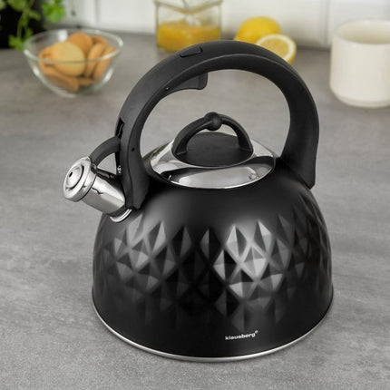 Klausberg 7550 traditionele fluitketel, zwart, 3 liter