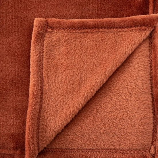 Atmosphera fleece deken/fleeceplaid - terracotta - 180 x 230 cm - polyester - Molton Bankdeken