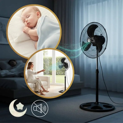 Klausberg - 3 in 1 Staande Ventilator - Vloerventilator - Krachtige Vloerventilator met Oscillatie 90° - Tafelventilator - Wandventilator - Grote Ventilator 3 Standen - 50W - Ø45cm - Zwart