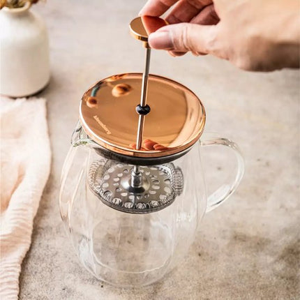 Klausberg KB7722 Coffee/Tea Piston Maker - Dubbelwandige Glazen Pers - Koperkleur - 0,60L