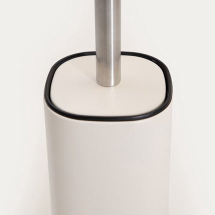 Homla - Linea Mat Toiletborstel - WC Borstel met Houder Gesloten Design - Toiletborstel Badkamer Modern Metaal Compact - Hygiënische WC Borstel Set Toilet Accessoires - Duurzame - Stijlvol Design - Ø9.8 x 35.3 cm - Beige