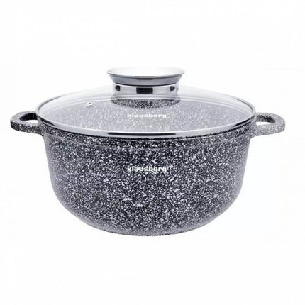 Klausberg kookpan met glazen deksel, marmer grijs, 22 cm, 3,3 liter