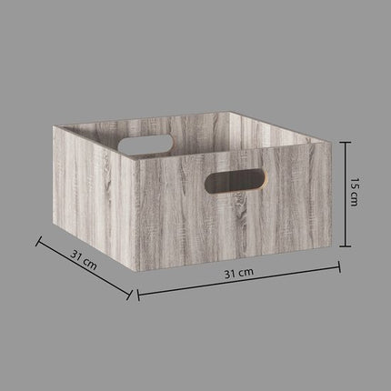 5Five Opbergmand/kastmandje - Grijs wash - 31 x 31 x 31 cm - 29 liter - Vakkenkast manden - Hout - Opvouwbaar - Kisten