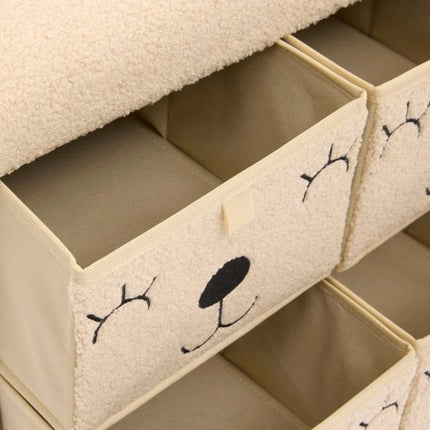 Atmosphera Kids Ezzio Opbergpoef met 4 lades - 39x38x50cm - Opvouwbaar - Beige