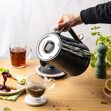 Klausberg - Waterkoker - Elektrische Waterkoker - Thee & Koffie Koker - Grote Waterkoker Snelkoker - Keuken Waterkoker Modern - 1.7L - RVS - 2200W - Zwart