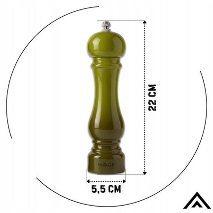 Hage - Gietijzeren Kookset 4-Delig - Braadpan 5L 26 cm met Deksel & Koekenpan 20 cm - 2 Zout- en Pepermolens 100 ml - Geëmailleerd - Inductie, Gas & Oven - Keramische Maalschijven - Olijfgroen