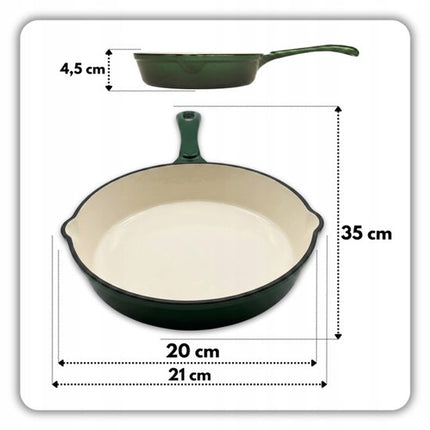 Hage - 4-Delig Keukenset - Geëmailleerde Gietijzeren Kookset - 5L Braadpan 26 cm met Deksel & 20 cm Koekenpan - 2 Handmatige Kruidenmolens 100 ml - Inductie, Gas & Oven - Keramische Maalschijven - Flesgroen