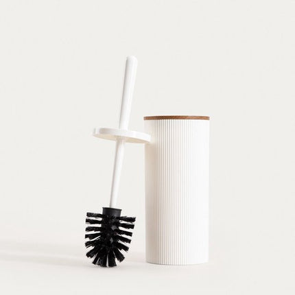 Homla - Diall Toiletborstel - Badkameraccessoire - WC Borstel met Houder - Hygiënische Toiletborstel Badkamer - Moderne WC Accessoires - Duurzame Toiletborstel - Kunststof - 10.5 x 10.5 x 33.5 cm - Wit