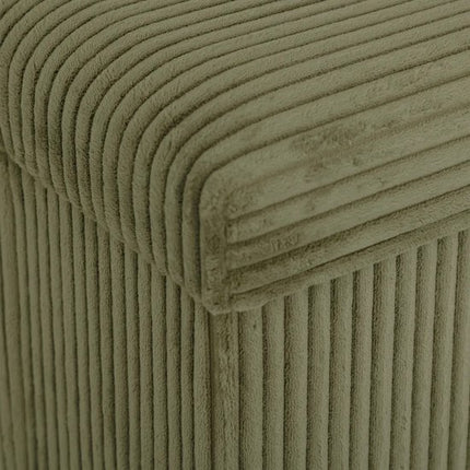 Atmosphera Hocker / Poef Essestial Ribcord - opvouwbaar - groen - MDF/polyester - 38 cm - met opbergruimte - extra zitplaatsen