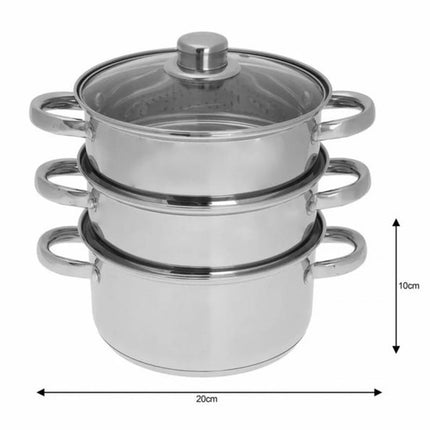 Kinghoff stoompan KH-3321 met glazen deksel, 20 cm, rvs