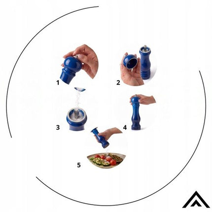 Hage - Handmatige Peper- en Zoutmolens - Peper & Zout - Keramisch Maalwerk - Verstelbare Maalgraad - 100 ml - Ø5.5 x 22 cm - Blauw