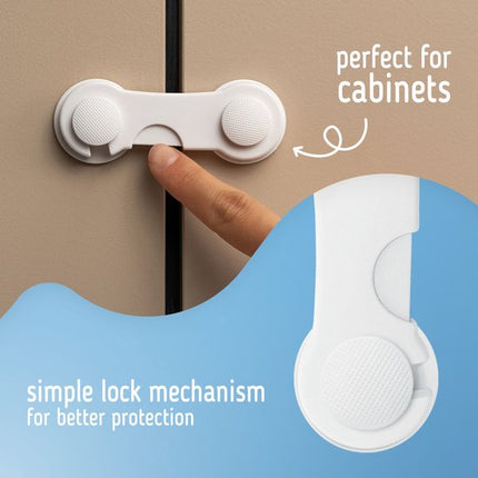 SIPO Kast- en Ladebeveiliging - Babyproof Sloten Set - Smart Lock of Snap-Lock - Set van 6 per doos - Snap-Lock kast- en Ladesloten - Set van 10 per doos - Kinderbeveiliging met 3M Tape - Wit