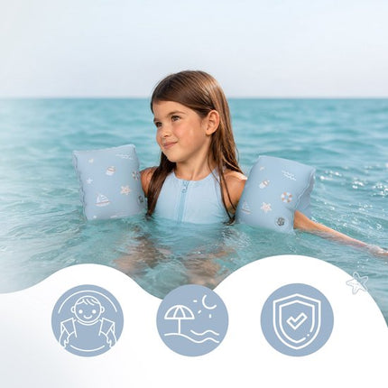 Sipo - Zwemaccessoiresset - Zwembandjes & Zwemband - voor Kinderen 3-6 Jaar - Opblaasbare Zwemvleugels - Zwemring Kind - Zwemhulpmiddel - Geschikt voor 15-30 kg - Zwemaccessoires voor Peuters - PVC - Blauw