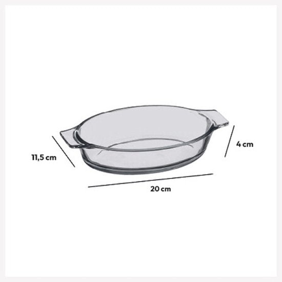 Ovenschaal - Mini Ovale Ovenschalen - Bakvorm - Set van 2 - Borosilicaat Glazen - Ovaal - 0.4L - 20x11 cm - Transparant