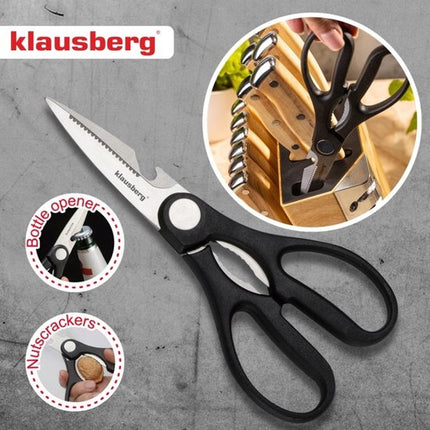 Klausberg - Messenset - 13-Delige - Keukenmessenset - 6 Steakmessen - RVS Keukenmessen - Inclusief Keukenschaar - Keukenaccessoires met Messenblok en Slijper - Houtlook