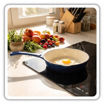 Hage - 3-Delig Keukenset - Gietijzeren Braadschaal - Geëmailleerde Ovenschaal 3,5 L - Rechthoekige Bakvorm - Braadslede voor Vlees en Ovenschotels - Ovenvorm met Handgrepen - Warmtevaste Bakvorm - Duurzaam Gietijzer - Blauw