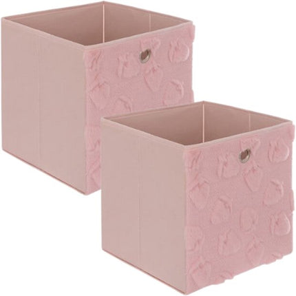 Fruity opbergdoos set van 2, inklapbaar, met handgrepen, 27 liter, roze