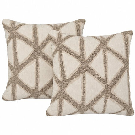 Decoratieve Kussens - Bankkussens - Sierkussens Set van 2 - Bedkussens - Dune Design - Rits - Wasbaar - Binnengebruik - Voor Bank, Bed en Fauteuil - Woonkamerdecoratie - Vierkant - Katoen - 40 x 40 cm - Beige