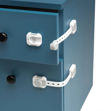 SIPO Kast- en Ladebeveiliging - Babyproof Sloten Set - Smart Lock of Snap-Lock - Set van 6 per doos - Snap-Lock kast- en Ladesloten - Set van 10 per doos - Kinderbeveiliging met 3M Tape - Wit