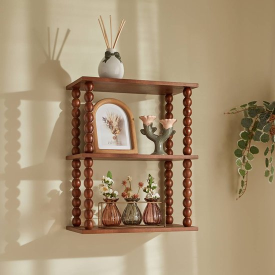3 Etages Wandplank - Zwevende Wandplank - Opbergplank - Wandrek - Decoratie & Opbergen - MDF - 40 x 22 x 50 cm - Bruin