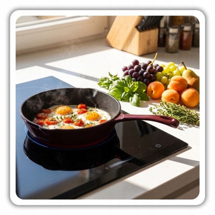 Hage - 3-Delig Gietijzeren Ovenset - 6L Braadslede met Deksel 34 cm & Bakvorm 3,5L 32x23,5 cm - Geëmailleerde Koekenpan 20 cm - Inductie, Gas & Oven - Voor Braden, Bakken & Ovenschotels - Aubergine