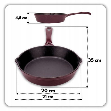 Hage - 3-Delig Gietijzeren Ovenset - 6L Braadslede met Deksel 34 cm & Bakvorm 3,5L 32x23,5 cm - Geëmailleerde Koekenpan 20 cm - Inductie, Gas & Oven - Voor Braden, Bakken & Ovenschotels - Aubergine