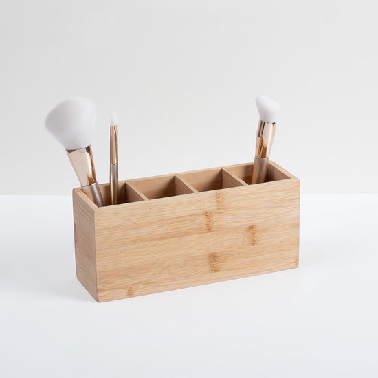 5Five Make-up organizer - 4 vakken - 22,5 x 7 cm - bamboe - Nagellak houder - Make-up houder - Organizers