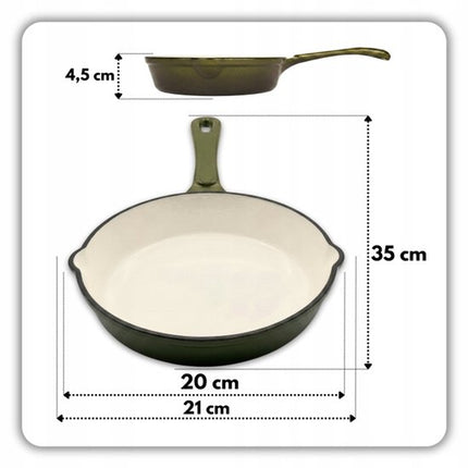 Hage - Gietijzeren Kookset 4-Delig - Braadpan 5L 26 cm met Deksel & Koekenpan 20 cm - 2 Zout- en Pepermolens 100 ml - Geëmailleerd - Inductie, Gas & Oven - Keramische Maalschijven - Olijfgroen