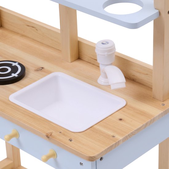 Atmosphera Kids Houten Keuken - Volledig uitgerust houten keukenimitatiespel - Met accessoires