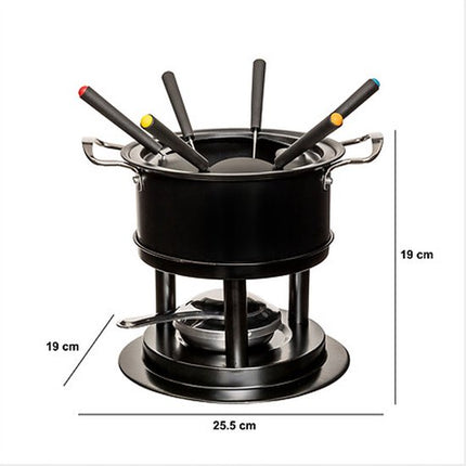Five Fondueset - 6 personen - zwart - chocoladefondue - kaasfondue - D19 cm