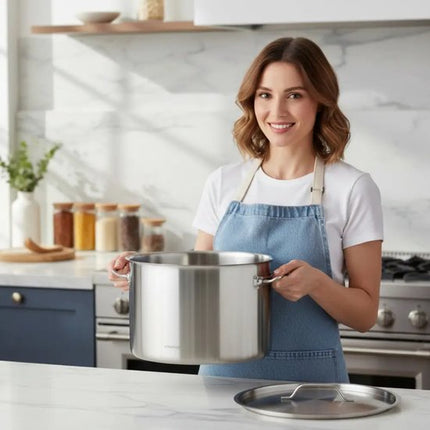 Kookpan - Catering Pan - Extra Grote Soeppan met Deksel - Stockpot - Inductie Geschikt - voor Soep, Pasta & Stoofgerechten - 32L - Ø40 cm - RVS