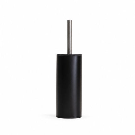 HOMLA - Linea Mat Toiletborstel Houder - WC Borstel - Badkamer Accessoire met Gesloten Container - Hygiënische Toiletborstel Set - Metalen Houder - 9.8 x 9.8 x 35.3 cm - Zwart Mat