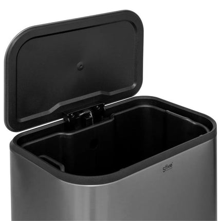 5Five Prullenbak Norvik - mat zilver - rvs metaal - 30 liter - 36 x 30 x 61 cm - afvalbak