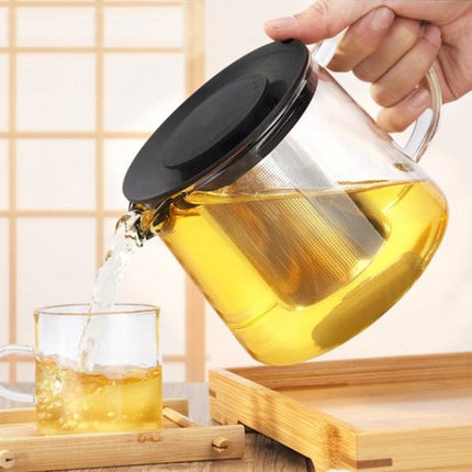 Kinghoff theekan van borosilicaatglas met infusie-inzet, 1 liter