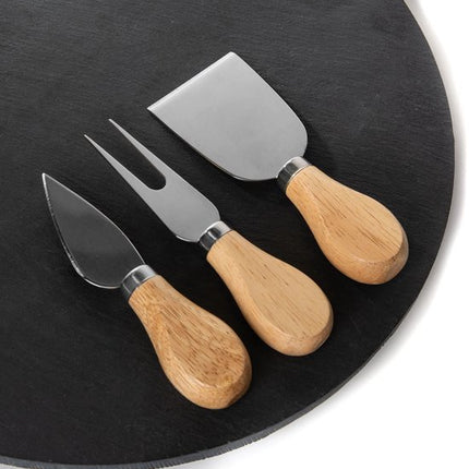 Homla - B2STONE Draaiplateau Serveerplank met Mes - Leisteen Kaasplank - Draaiend Tapas Bord - Luxe Serveerplank Kaas - Borrelplank - Snack Plateau met Draaisysteem - Ø30cm - Zwart