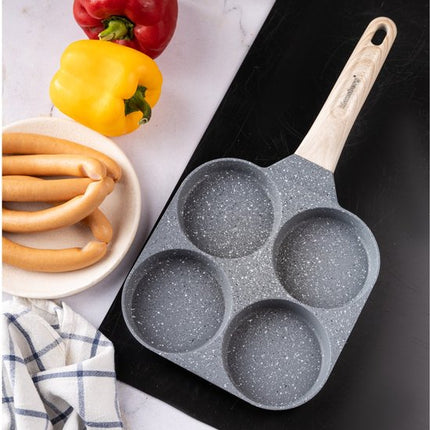 Klausberg 7822 koekenpan met 4 vormen voor eieren, burgers en pannenkoeken - grijs