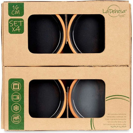 La Dehesa - Tapas / Creme brulee schaaltjes - 8x stuks - terracotta/zwart - 16 x 4 cm - serveerschaaltjes - hapjes - voedsel