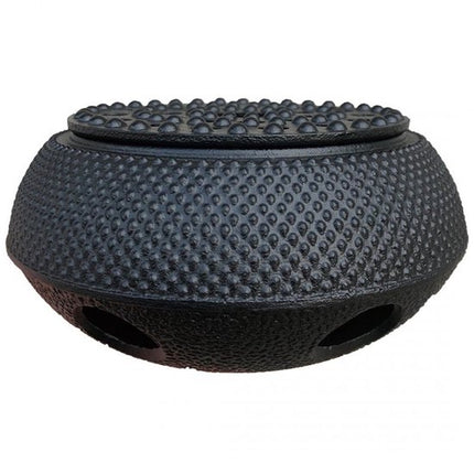 KINGHOFF - Theepot Warmer Gietijzer - Theelicht Warmer voor Theepot en Koffiekan - Warmhoudplaat - Theepot Verwarmer - Japanse Stijl - Ø14.5 × 7 cm - Zwart