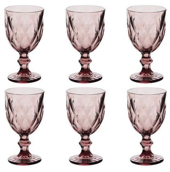 Wijnglas - Cocktailglas - Set van 6 - Glazen Wijnglas - Elegant Design - Voor Wijn & Feestelijke Gelegenheden - Vaatwasserbestendig - 235ml - Roze