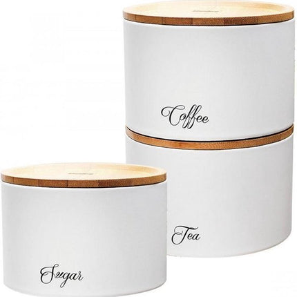 Klausberg 7507 stapelbare voorraadpotten set van 3 - koffie, thee, suiker - wit