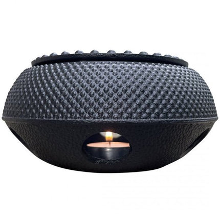 KINGHOFF - Theepot Warmer Gietijzer - Theelicht Warmer voor Theepot en Koffiekan - Warmhoudplaat - Theepot Verwarmer - Japanse Stijl - Ø14.5 × 7 cm - Zwart