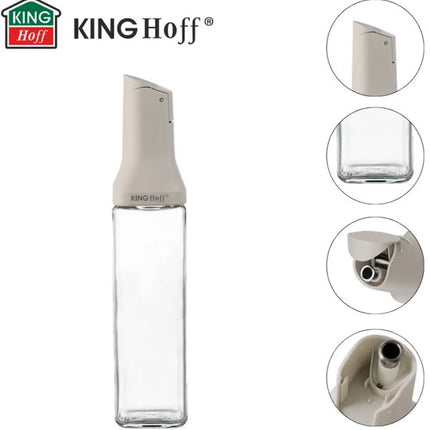 Schenktuit Fles - Schenker - Set van 2 - Fles met Gietmond - Glas voor Olie, Azijn en Sauzen - Druppelvrij - Hygienisch - 500 ml - 6.5 x 6.5 x 29 cm - Beige & Transparant