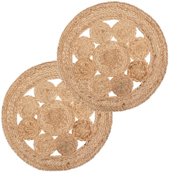 Atmosphera Placemats Jute – Set van 8 – Ø 38 cm – Beige – Scandinavisch Design – Onderleggers Eettafel