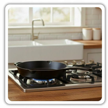 Hage - Gietijzeren Koekenpan - Geëmailleerde Bakpan - Inductie, Gas & Oven - Stevige Handgreep - Gelijkmatige Warmteverdeling - Duurzame Koekenpan voor Dagelijks Gebruik - Ø26cm - Matte Zwart
