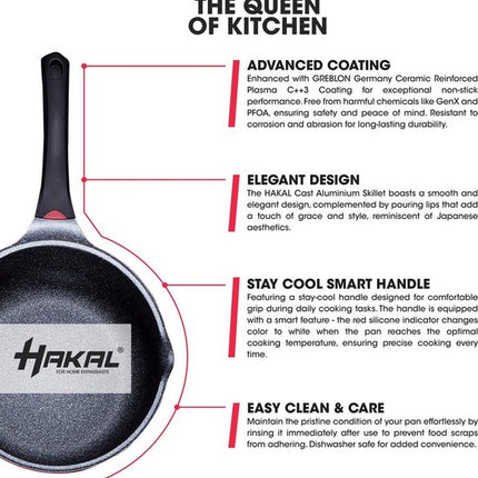 Hakal 3-in-1 wokpan set van 2 met glazen deksel, Ø28 cm, inductie, rood en grijs
