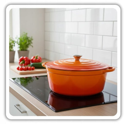 Hage - 3-Delig Keukenset - Ovenschaal 3,5 L - Gietijzeren Bakvorm met Emaille - Rechthoekige Braadschaal voor Oven - Vlees, Gebak en Ovenschotels - Stevige Bakschotel met Handgrepen - Gelijkmatige Warmteverdeling - Oranje