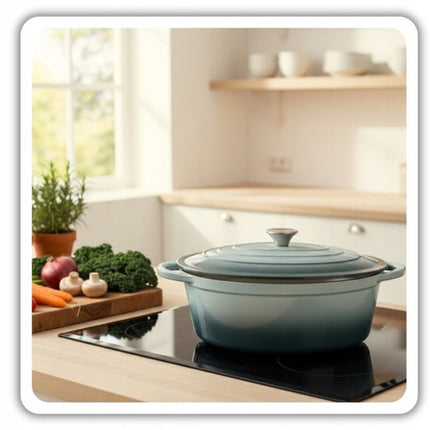Hage - 3-Delig Keukenset - Gietijzeren Ovenschaal - Braadschaal 3,5 L - Geëmailleerde Bakvorm - Ovenschaal voor Vlees en Ovenschotels - Gietijzeren Braadslede - Rechthoekige Bakvorm - Ovenbestendig - Warmtebehoud - Pastelblauwgroen