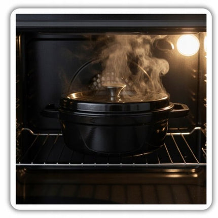 Hage - 2 Delige Set - Gietijzeren Braadpannenset - 2,85 L + 6 L - Geëmailleerde Braadpannen met Deksel - Ovenschalen voor Brood, Vlees en Ovenschotels - Inductie - Dutch Oven - Zwart