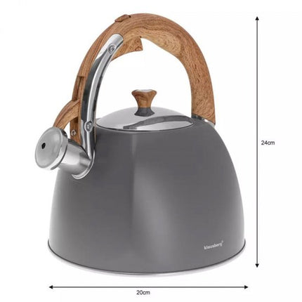 Klausberg KB-7501 fluitketel 3 liter, rvs, geschikt voor alle warmtebronnen